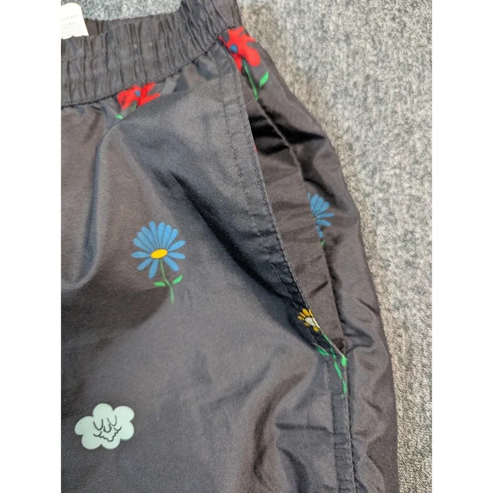 Vans Mens Large Black Mushroom Flower Sun Print Elastic Waist Mesh Lined Shorts